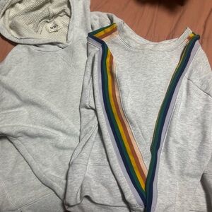 Madewell Cozy Gray Hoodie and Sweatshirt with Rainbow Sleeves